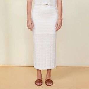 🌻NEW w/tags Monrow White Crochet Knit Length Midi Skirt Size XS